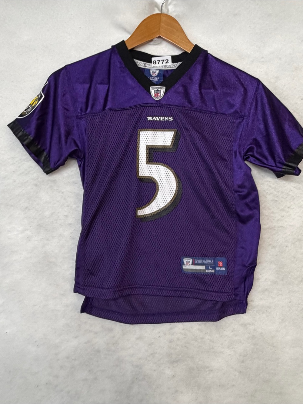 Reebok On Field Baltimore Ravens NFL Joe Flacco 5 Jersey Youth Purple Size L (7)